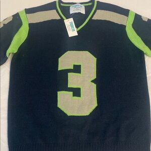 Modern Blue and Green V-Neck Sweater